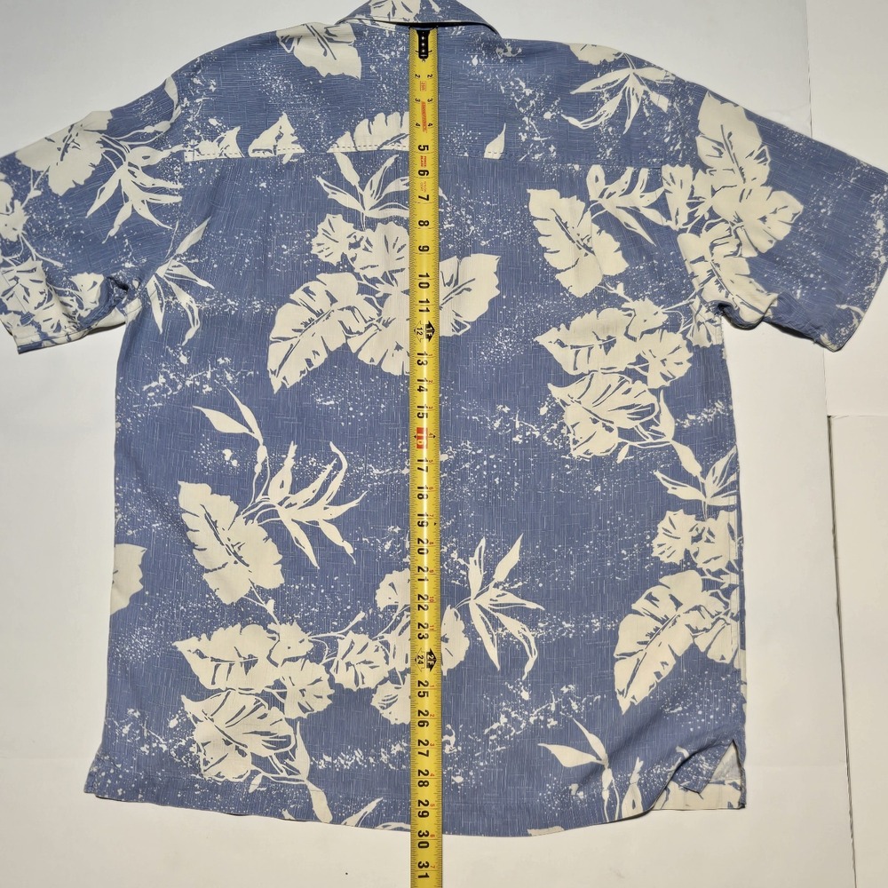 Tommy Bahama 100% Silk Hawaiian Camp Shirt Mens M Blue Floral Aloha Tropical - Picture 8 of 11